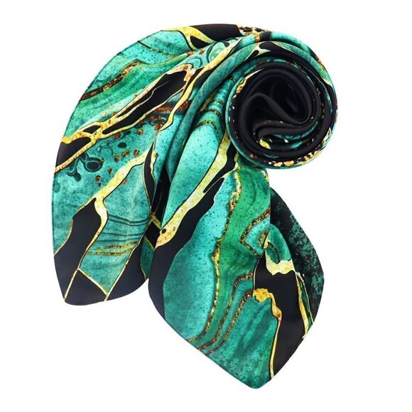 Green Marble Silky Scarf  - Picture 4 of 4